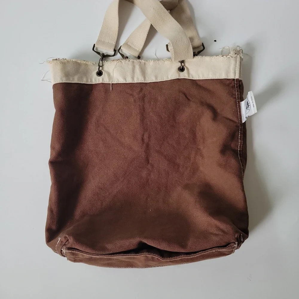 Authentic Pigment Canvas Shopper Tote Brown Seattle Public Market Graphic Vegan - Picture 6 of 15